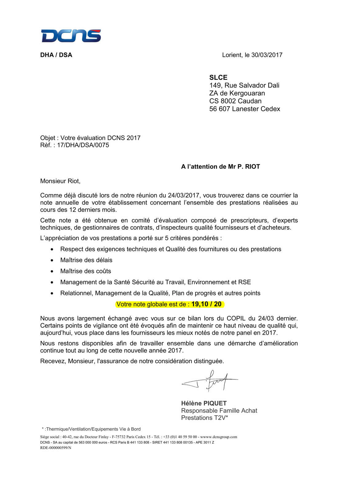 SLCE watermakers rating by DCNS.